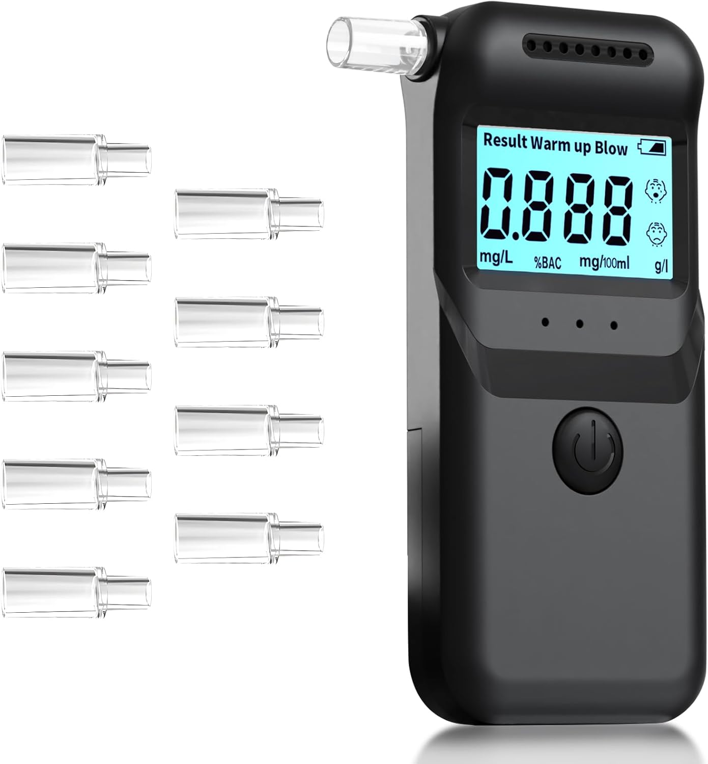 Eosbird Alcohol Tester, Professional Breathalyser Alcohol Tester with 10 Mouthpieces, CE Certified Digital Breathalyser with LCD Screen,High Accuracy Alcohol Breathalyzer