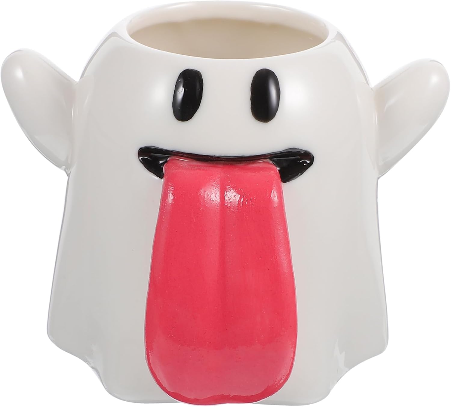 OUNONA Halloween Ceramic Ghost Mug Small Cartoon Ghost Shaped Drinking Cup Multi Functional Tea Cup for Home Office Friends and Family