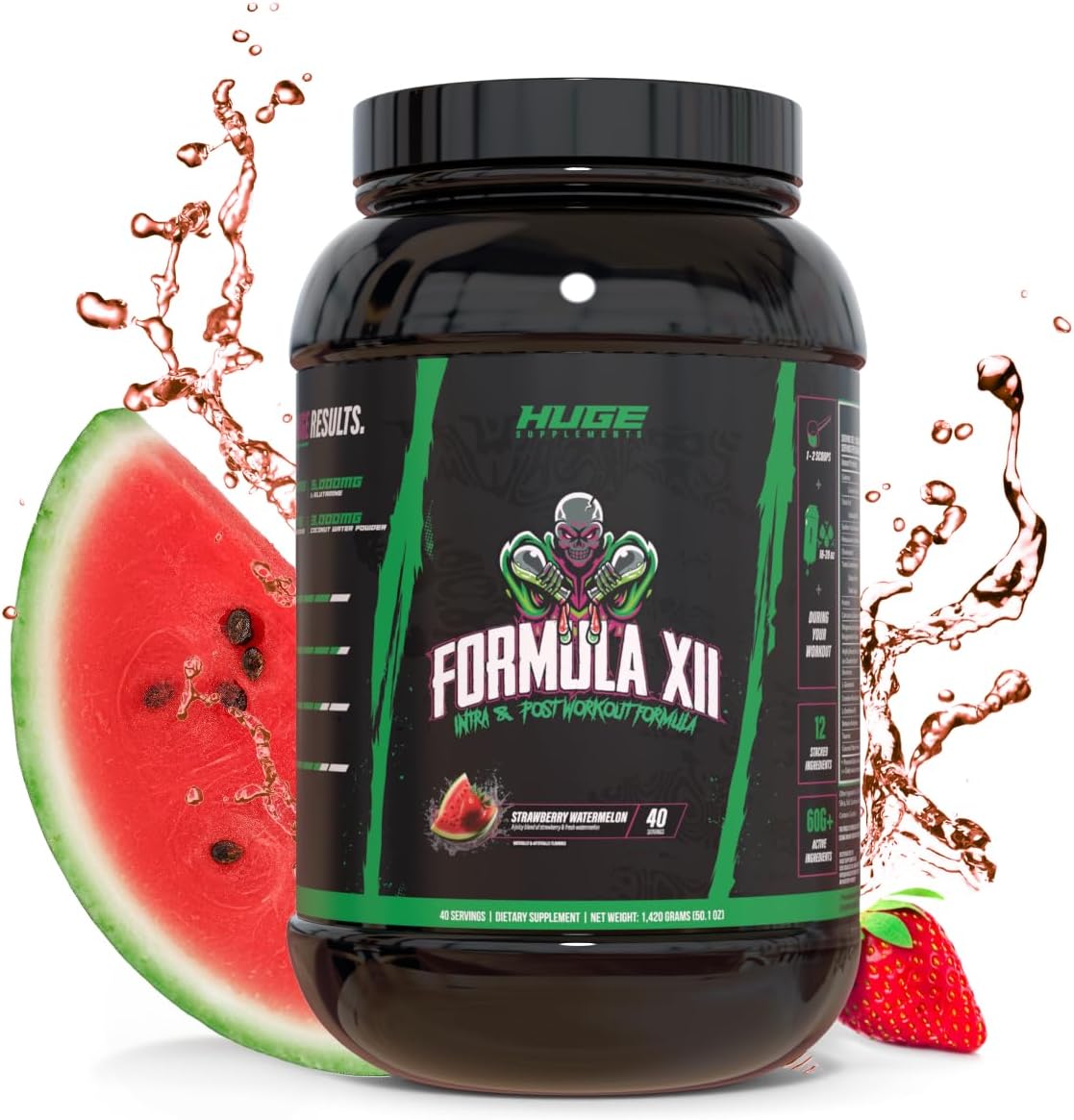 Formula XII Intra Workout Carbs & Post Workout Recovery Powder, Rapidly Absorbed, Boost Exercise Performance, Strength, Endurance & Hydration, 12 Science-Backed Ingredients (Strawberry Watermelon)