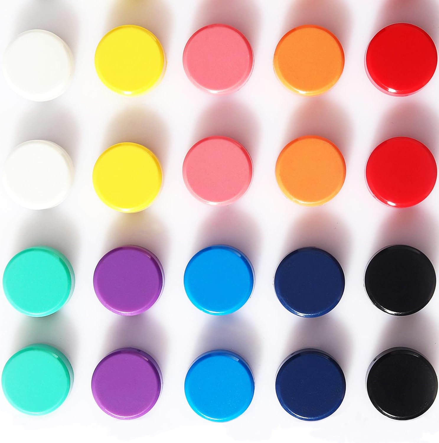 Fridge Magnet - 20 Pack 10 Colors Refrigerator Magnets, Mini Strong Magnets for Whiteboard, Locker & Map- Colorful Round Cute Small Magnets for Kitchen, Office, Classroom, School (Assorted)