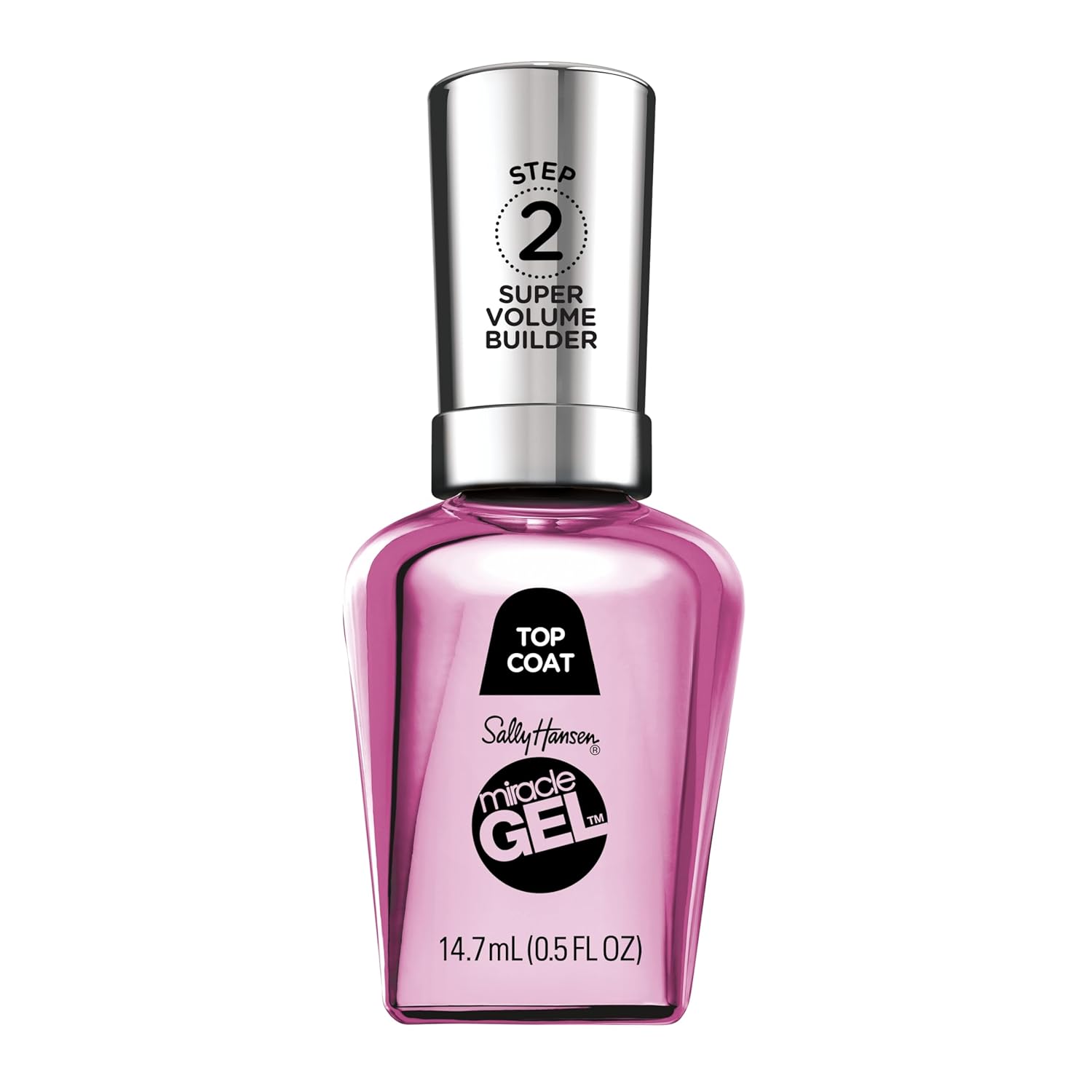 Sally Hansen Miracle Gel Nail Polish Super Volume Builder Top Coat | Salon Quality, Gel-Like Formula, Two-Step System, No UV Light Needed, Long Lasting | Sheer, Glossy