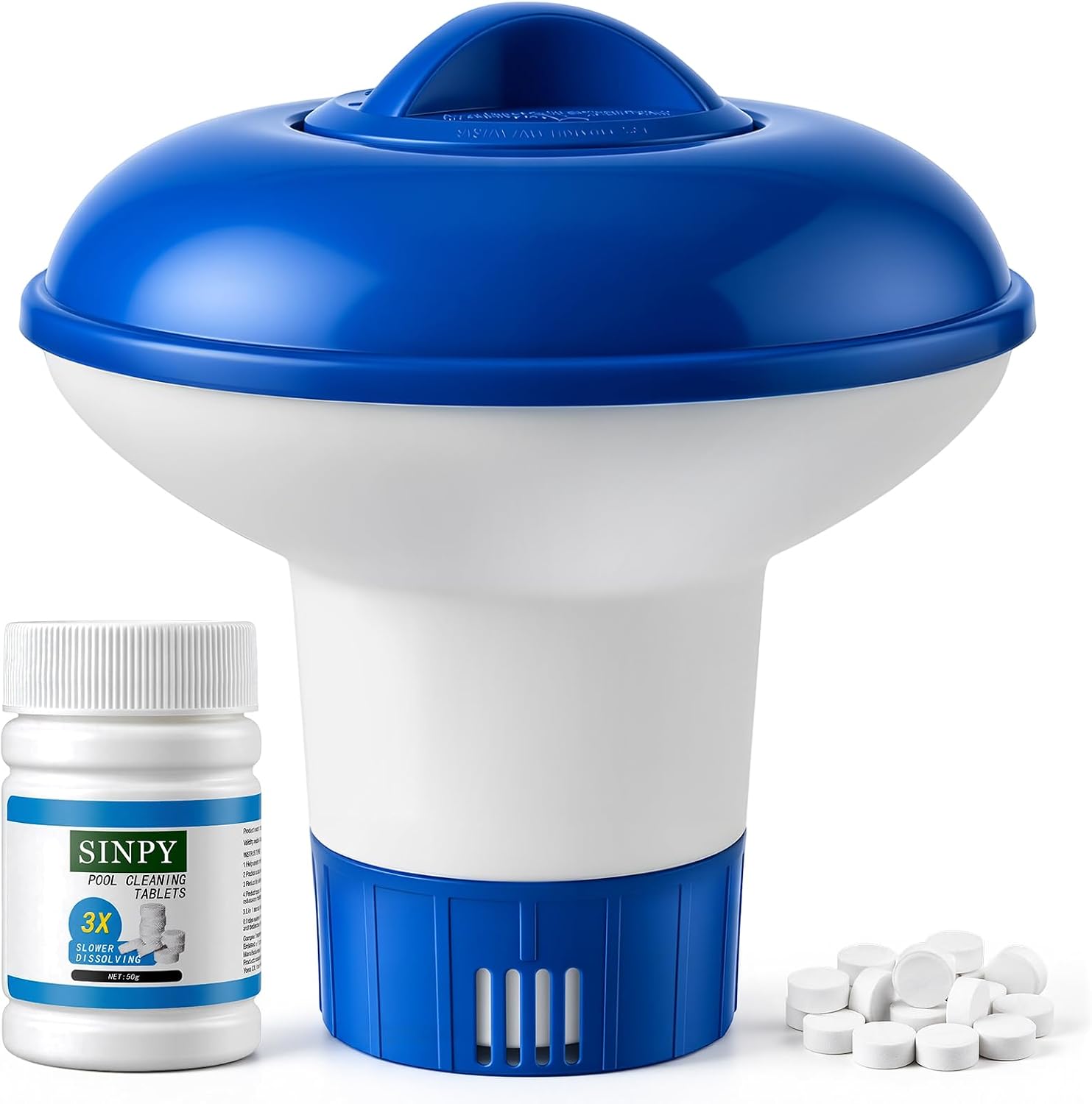 Chlorine Tablets for Swimming Pools/Hot Tubs with Floating Chlorine Tablets Dispenser for Swimming Pool Paddling Pool Spa Bathtubs 100g
