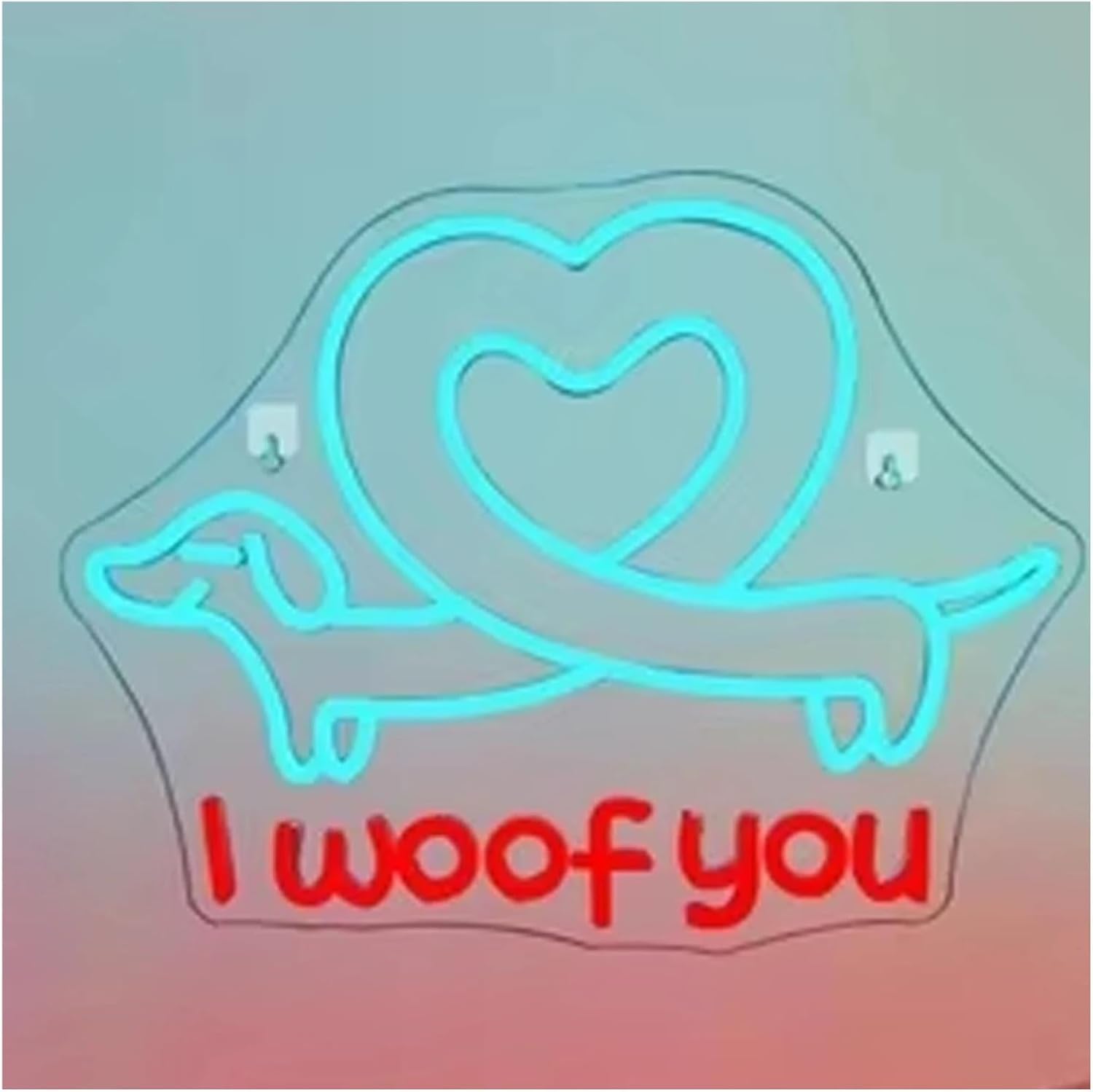 MENGE Hanging Art Neon Signs I Woof You Neon Sign Dachshund Cute Dog LED Light for Kids Room Bedroom Game Room Party Pet Store Party Room Wall Decor 43cmx32cm