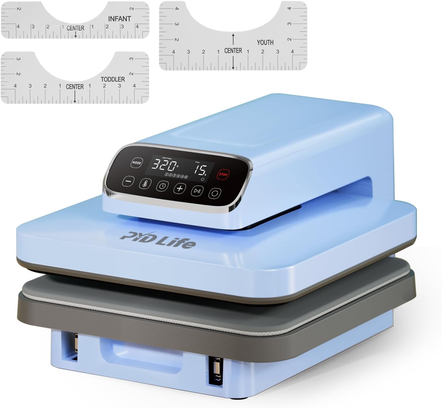 PYD Life 120 V Auto Heat Press Machine for T Shirts 15" x 15" Touch Screen Light Blue Smart Heat Press for Sublimation Blanks Ornaments Frames Bags Sublimation DTF Vinyl Printing