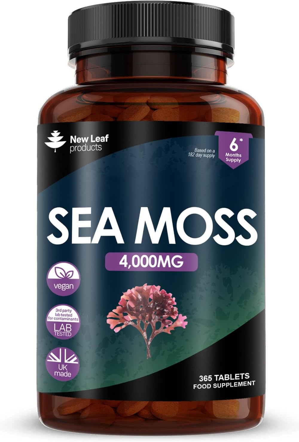 Sea Moss Tablets Extract High Strength 4000mg - Sea Moss Supplement 365 Tablets (not sea Moss Capsule) High Potency - UK Made - Vegan - Non GMO