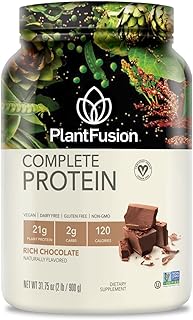 PlantFusion Complete Vegan Protein Powder - Plant Based With BCAAs, Digestive Enzymes and Pea Protein - Keto, Gluten Free, Soy Free, Non-Dairy, No Sugar, Non-GMO - Chocolate 2 lb