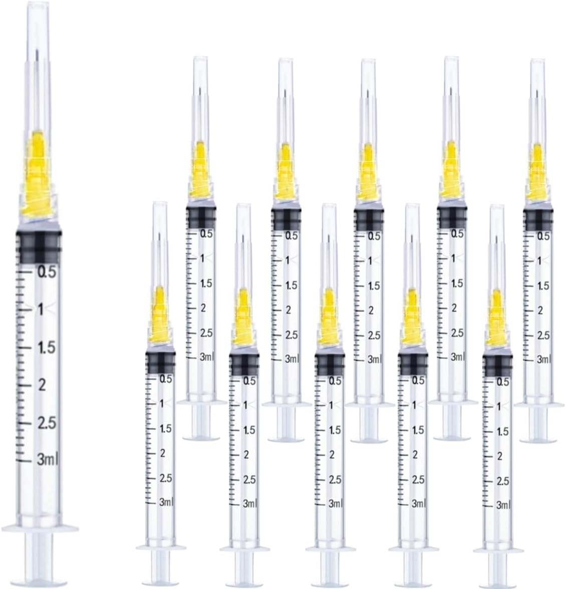 Luer lock 3ml 20Ga 1 Inch(25mm), 50 Pack Sterile Lab Utensils for Scientific Research, Industrial Dispensing or Liquid Measuring