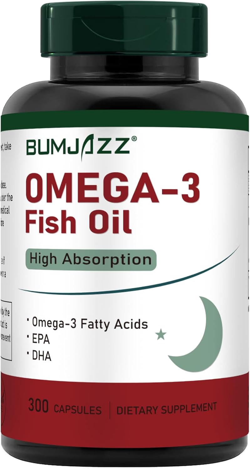 Omega 3 Capsules (300 Units) 1000mg of Fish Oil per Capsule with EPA and DHA in The Form of Triglycerides, Fully Purified for High Absorption