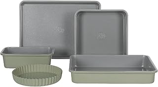 Sur La Table Kitchen Essential Carbon Steel Baking Pans Bakeware Set W/Premium PFA Free Grey Ceramic Non stick - Juniper Green Exterior