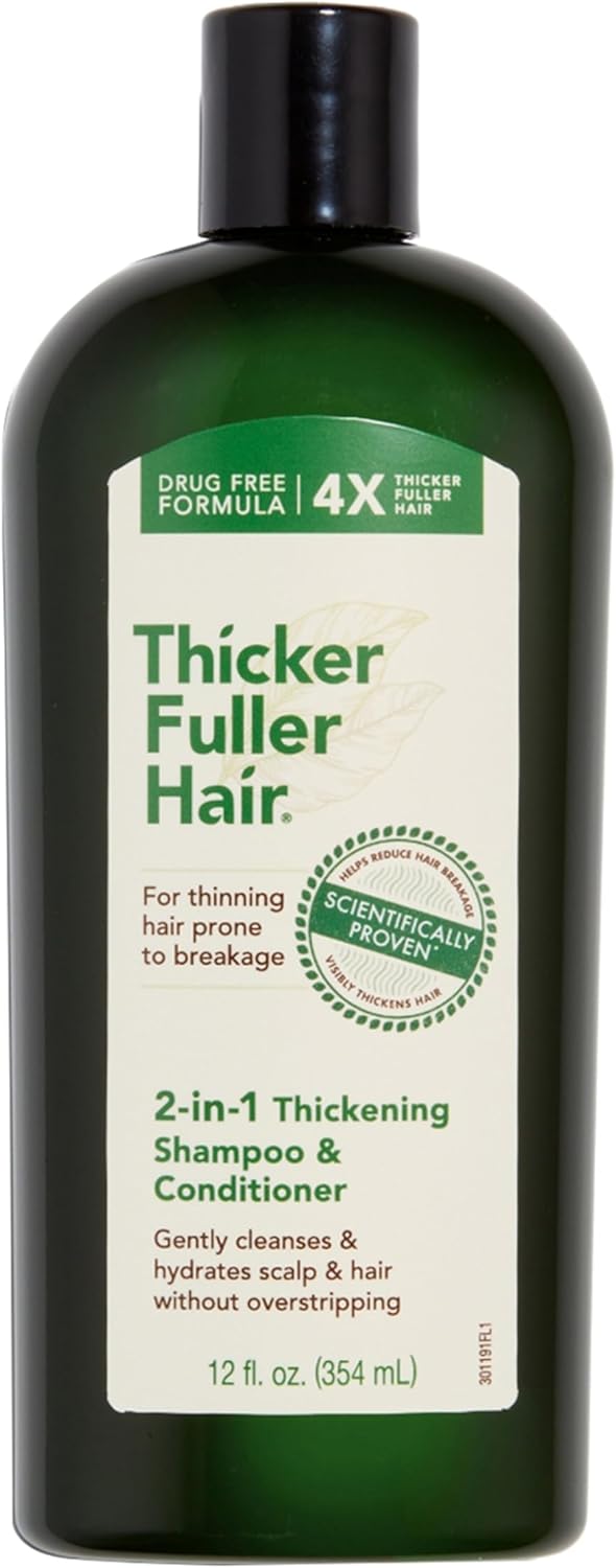 Thicker Fuller Hair 2-in-1 Thickening Shampoo and Conditioner for Men - Shampo for Thinning Hair - Hydrating Shampoo with Aloe Leaf Juice - 354 ml