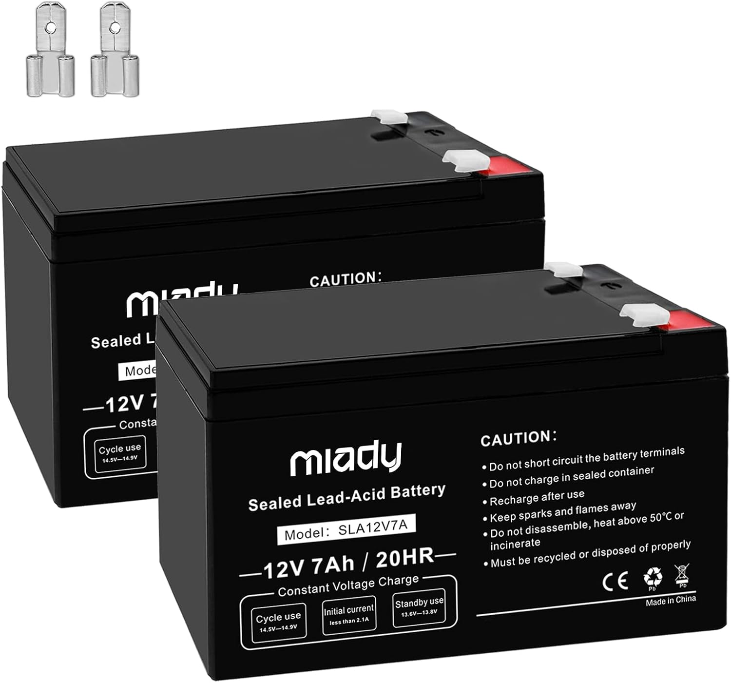 Miady 12V 7Ah Rechargeable Sealed Lead Acid Battery(2 Pack)