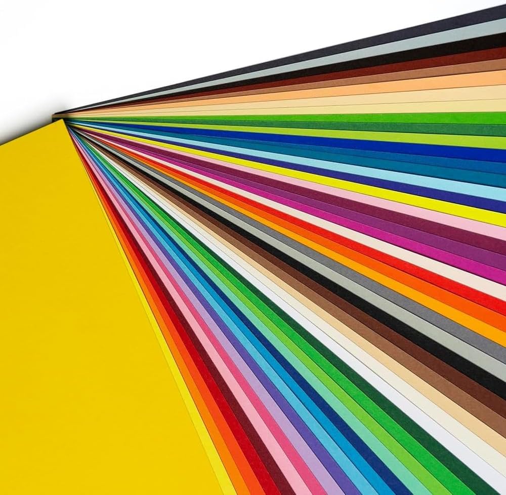 Hawksbill 130GSM A4 Coloured Paper – 50 Pack, 50 Bright & Pastel Rainbow Colours Premium Craft & Printer Paper for Art DIY & Office Use