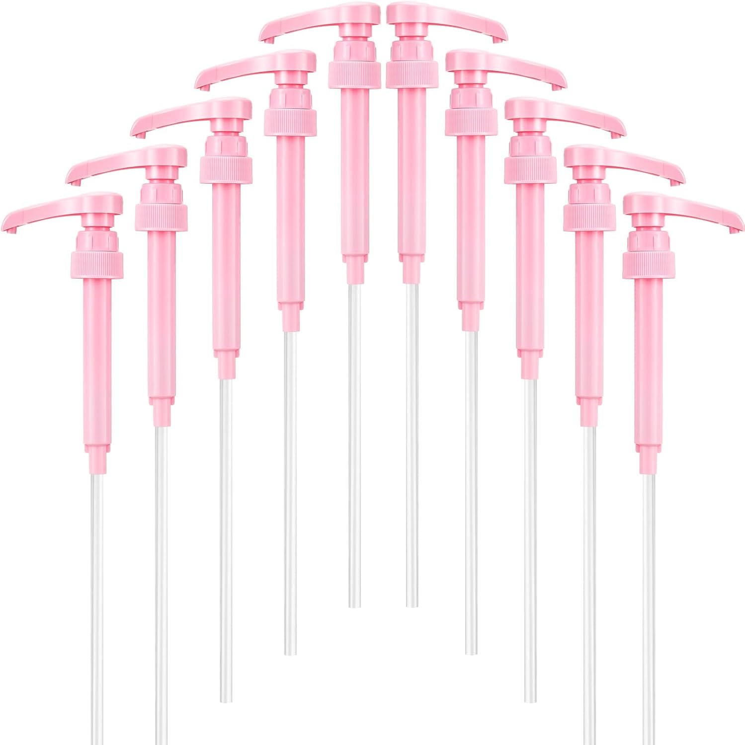 Patelai 10 Pcs Coffee Syrup Pump, Pink Plastic Pumps for Syrup Bottles 750ml - 1L, Reusable Syrup Pump Dispenser