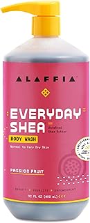Alaffia EveryDay Shea Body Wash, Naturally Moisturizing Cleanser for All Skin Types with Fair Trade Shea Butter, Neem & Coconut Oil, Passion Fruit 32 fl oz