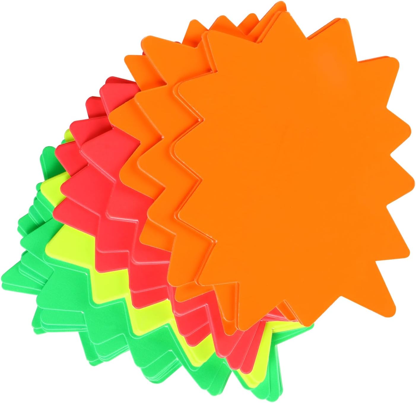 Aruicheng Price Tags 40 Pcs Fluorescent Starburst Sale Signs Price Labels Blank Star Shape Signs Retail Sale Signs Price Tags for Markets and Retail Displays 4 Colors, 11 x 8.5 cm
