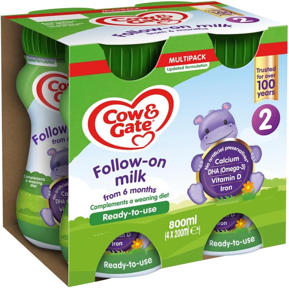 Cow & Gate 2 Baby Milk Formula Multipack, 4 x 200ml