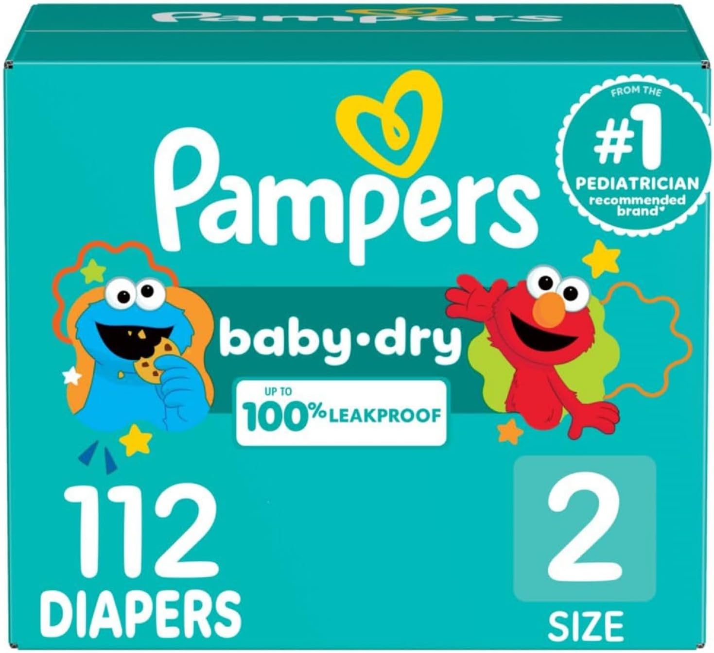 Pampers Diapers - Baby Dry - Size 2, 112 Count, Absorbent Disposable Infant Diaper (Packaging May Vary)