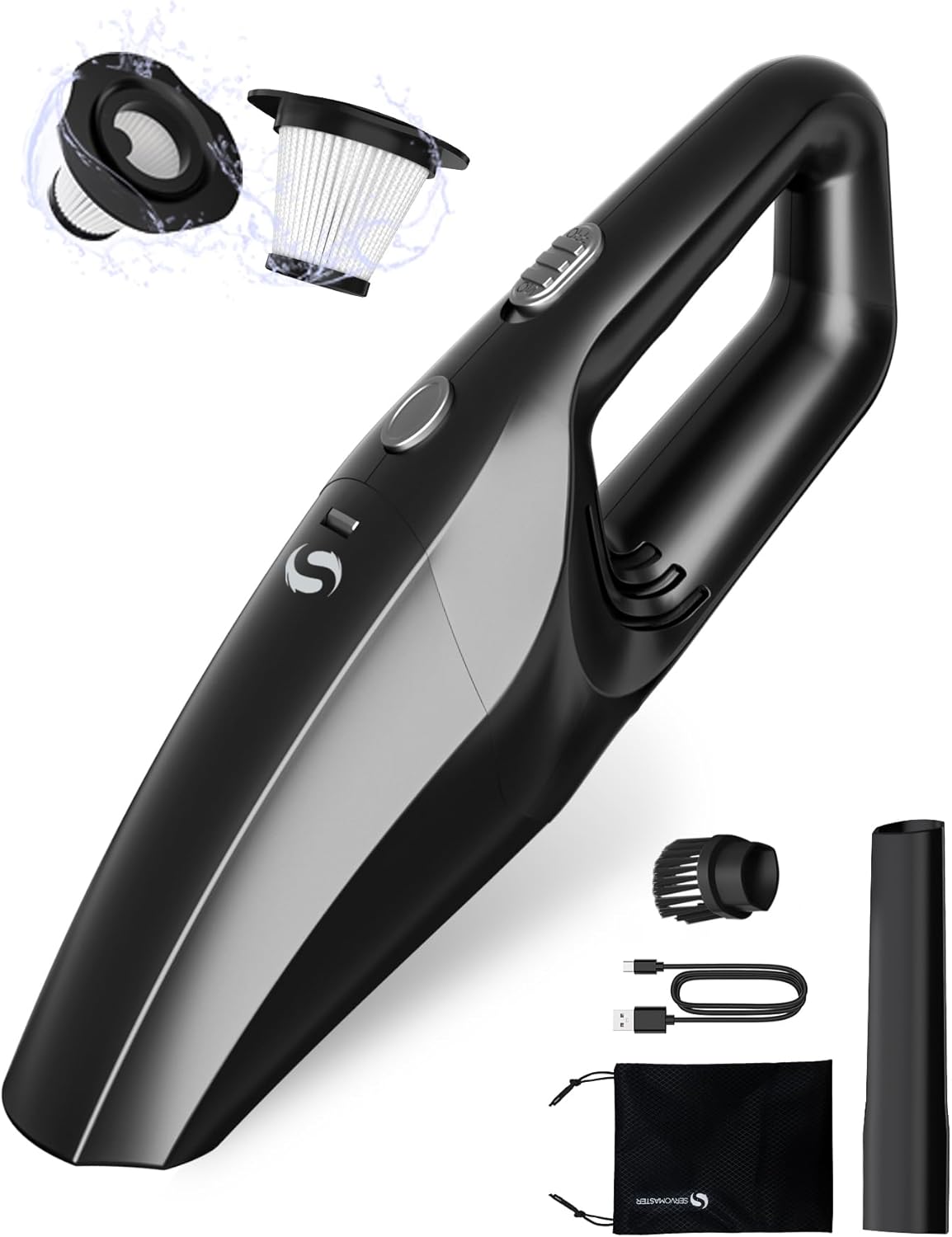 Handheld Vacuum Cleaner, Car Vacuum Cleaner Powerful with Rechargeable Battery, Portable Hand Held Vacuum Cordless with Washable HEPA Filter, Mini Vacuum Kit for Men and Women