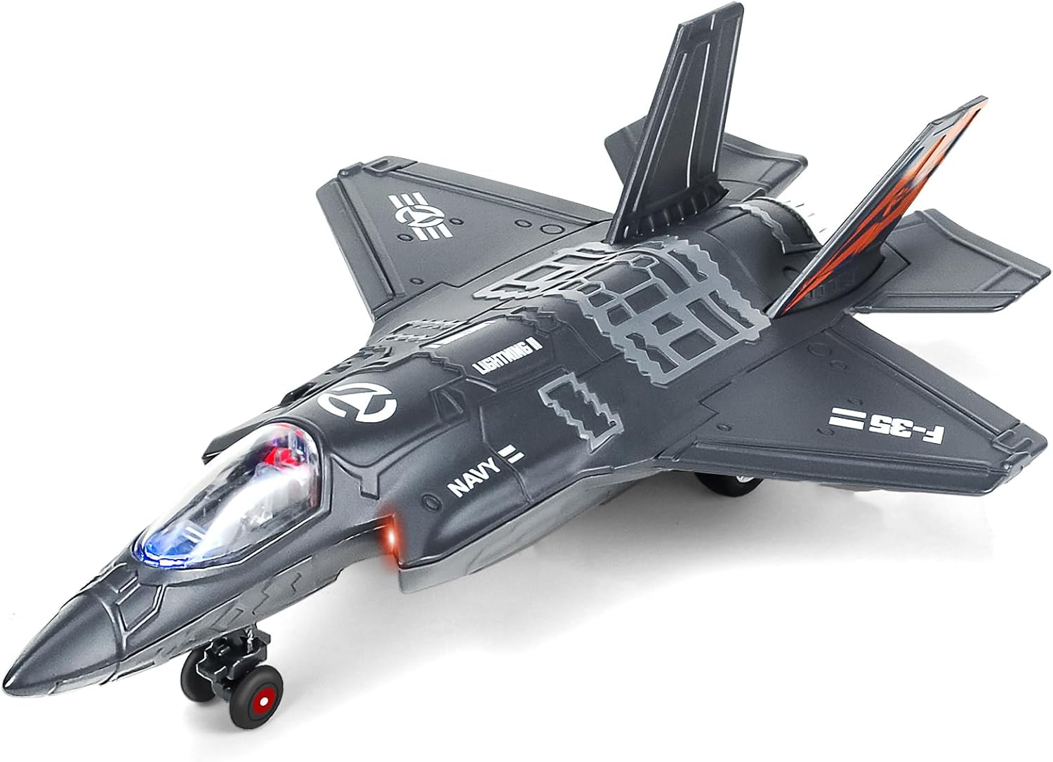 Ynybusi Diecast Airplane Toy for Kids 3+ Years Old Boys, Fighter Planes with Flashing Lights & Sound Functions, Military Aeroplane Model with Holder, Fun Toy