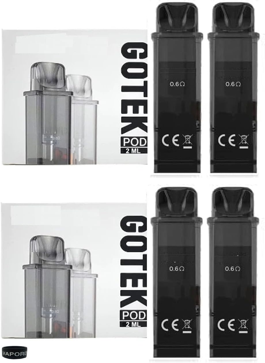4 x Gotek X Pods 0.6 ohm Mesh 2ml only Compatible with Aspire Gotek PRO Pod Replacement 2 PACKS Vaporly UK No Nicotine