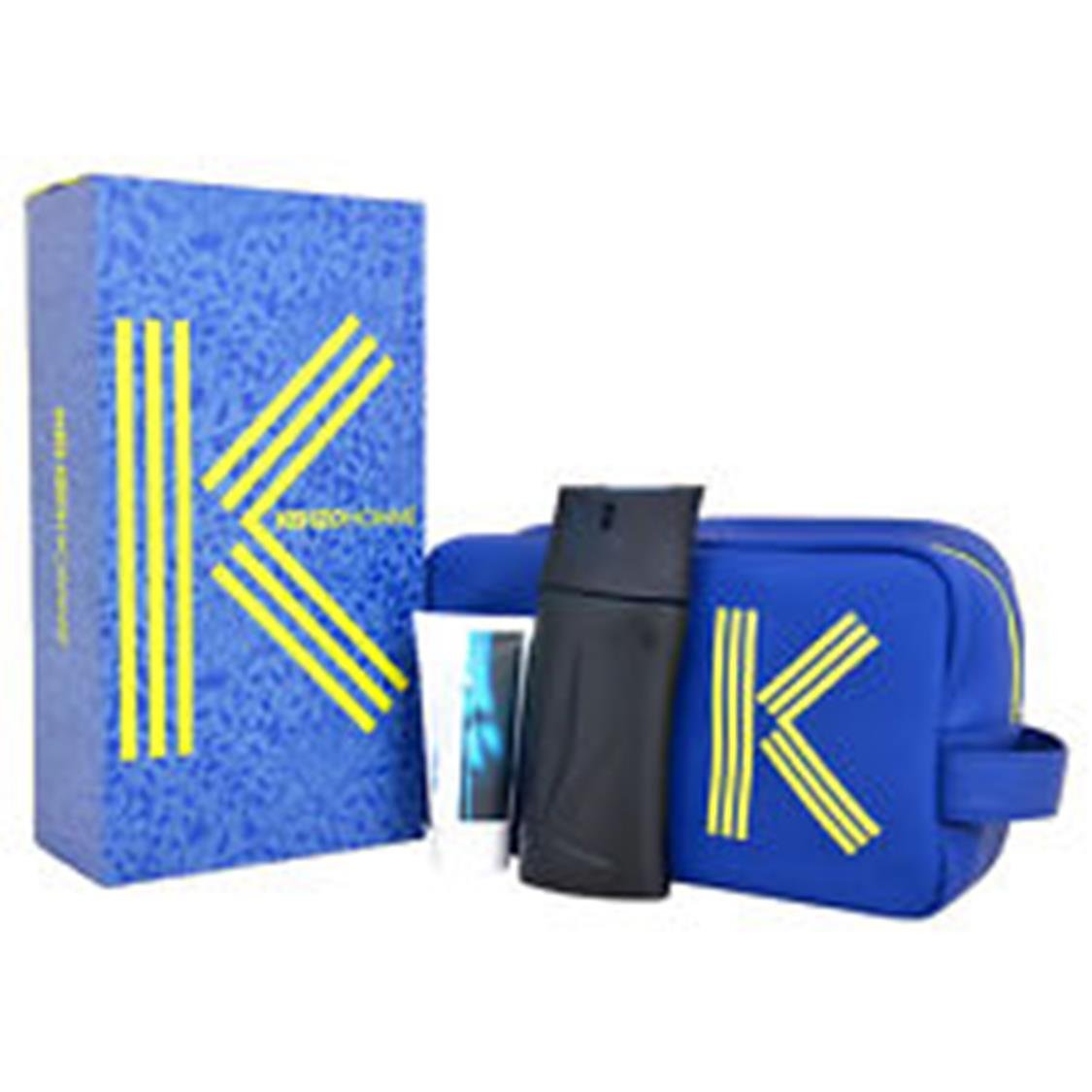 Kenzo Pour Homme 3 Piece Gift Set for Men (Eau de Toilette Spray Plus After Shave Balm Plus Pouch)