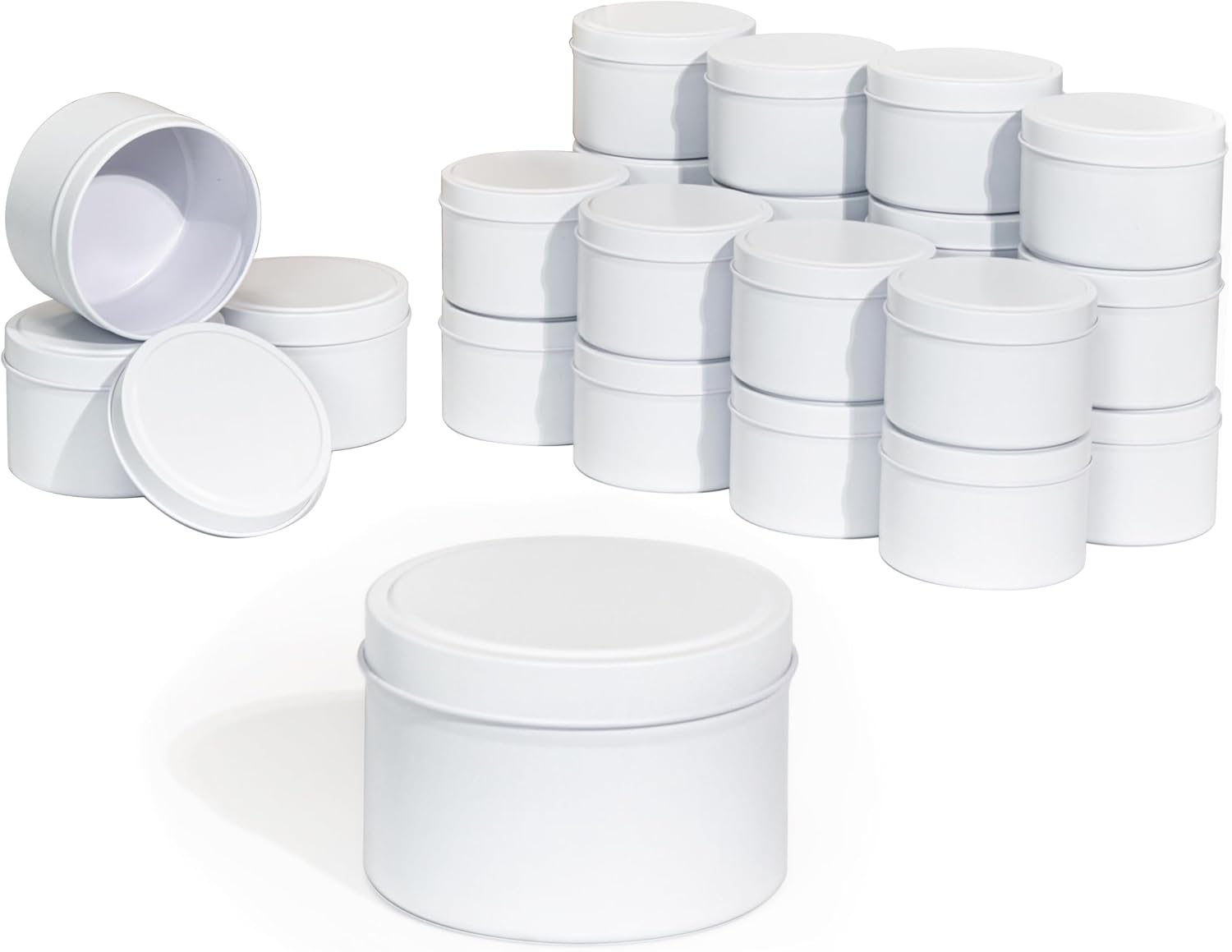 Aroparc Candle Tins 8oz, 24 Piece Bulk Candle Containers for Candle Making Supplies Candle Jars with Lids - White