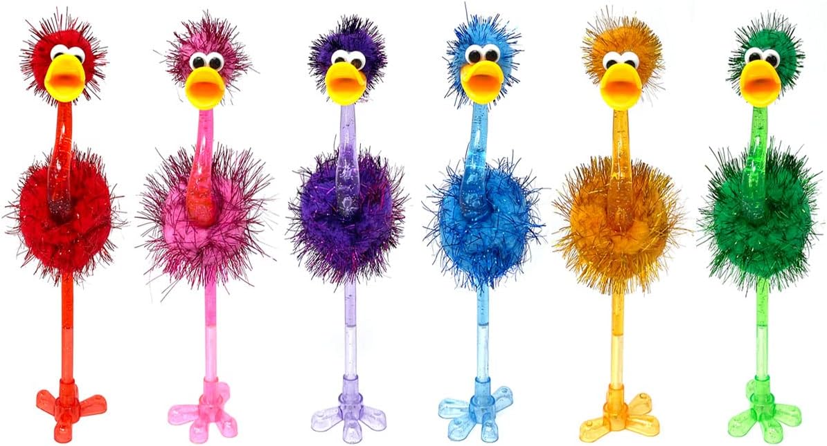 allydrew Ostrich Ballpoint Pens, Novelty Pens for Office and Party Favors (Set of 6)