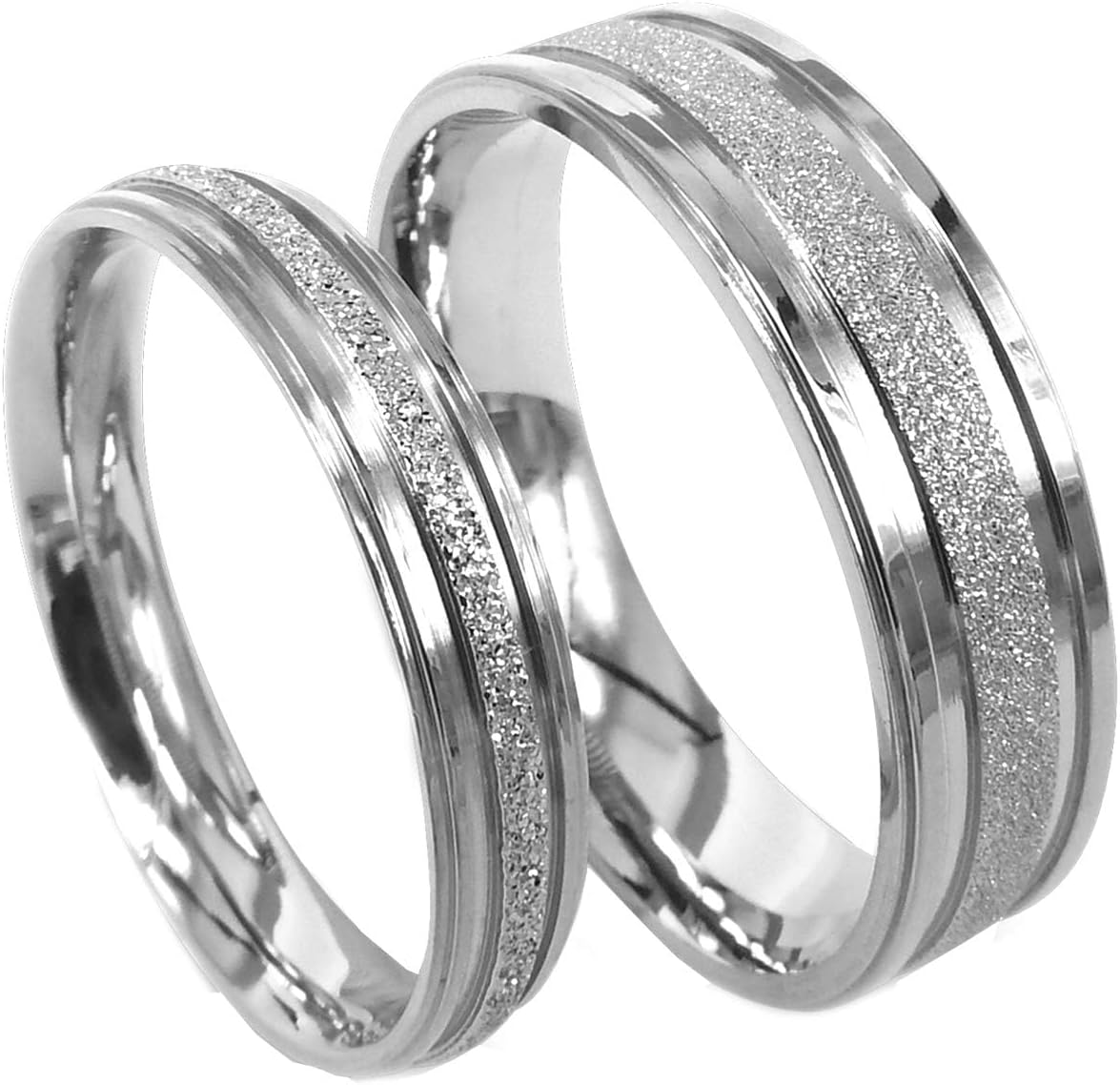 Everstone Free Custom Engrave Personalize Couple Matching Titanium Engagement Wedding Rings For Him and Her UK size H to Z7