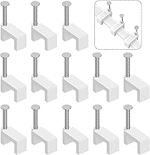 Cable Clips Nail in Cable Clips 100 Pcs 8mm Flat Ethernet Cable Wall Clips Cable Tacks Coax Cable Clips Speaker Wire Clips Cable Nails for Cords Cat5/Cat5e/Cat6/Cat7 RJ45 Cord Clips