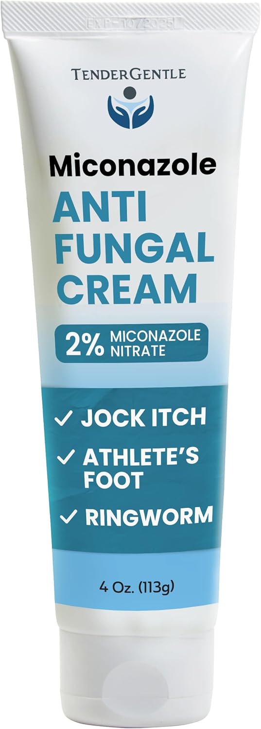 Miconazole Antifungal Cream for Skin - 4 oz of Miconazole Nitrate for Jock Itch, Athlete's Foot, Itching, and Ringworm