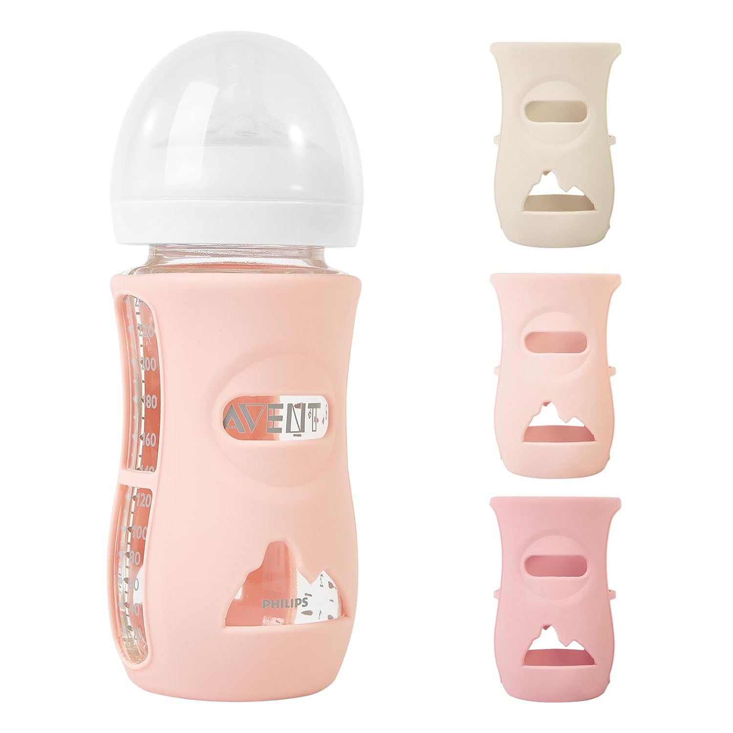 3 Pack Silicone Sleeves for Philips Avent Natural Glass Baby Bottles, 8 oz | Anti Breakage Baby Bottle Holder for baby girls, Compatible with Philips Avent Glass Natural Baby Bottle, 8 oz