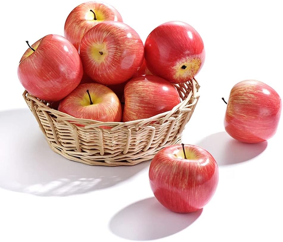 12pcs Simulation 1:1 Artificial Apples, Lifelike Apples for Home Kitchen Storefront Table Basket Decoration, Home Display Decoration Still Life Paintings, Fruit Photography Props Model (Red)