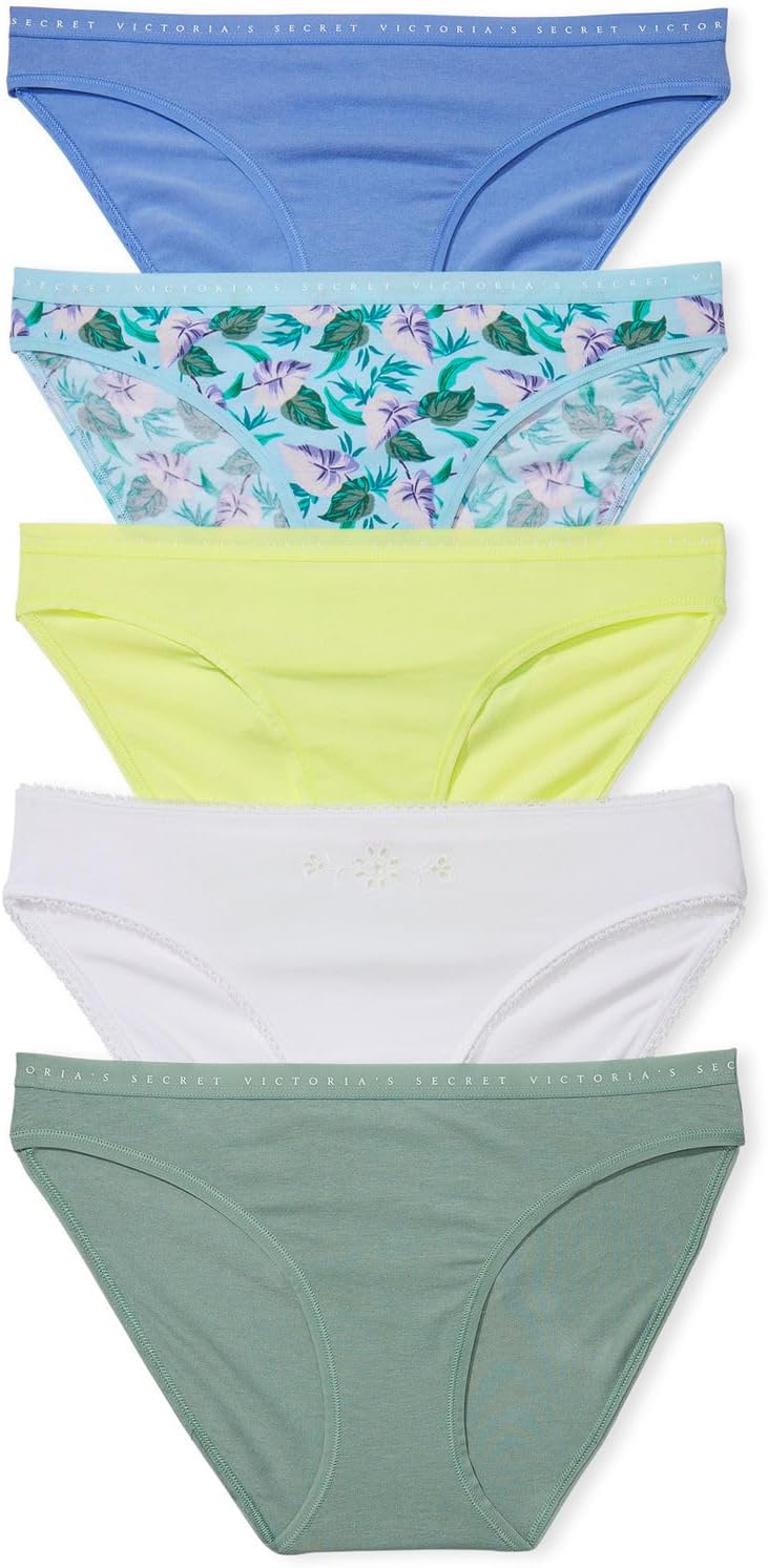 Victoria's Secret Women's Cotton Bikini Underwear, Moderate Coverage Panties for Women, Multi Pack (XS-XXL)