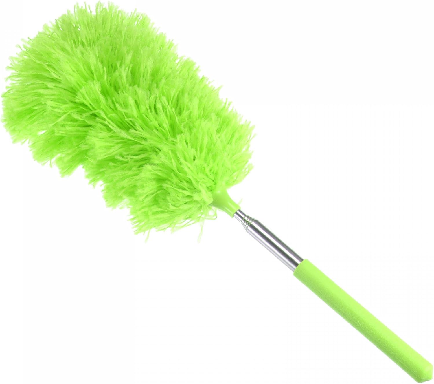 sourcing map Microfiber Cleaning Duster, 12 to 31.5 Inch Washable Extendable Brush Flexible Feather Duster for Window Furniture, Green