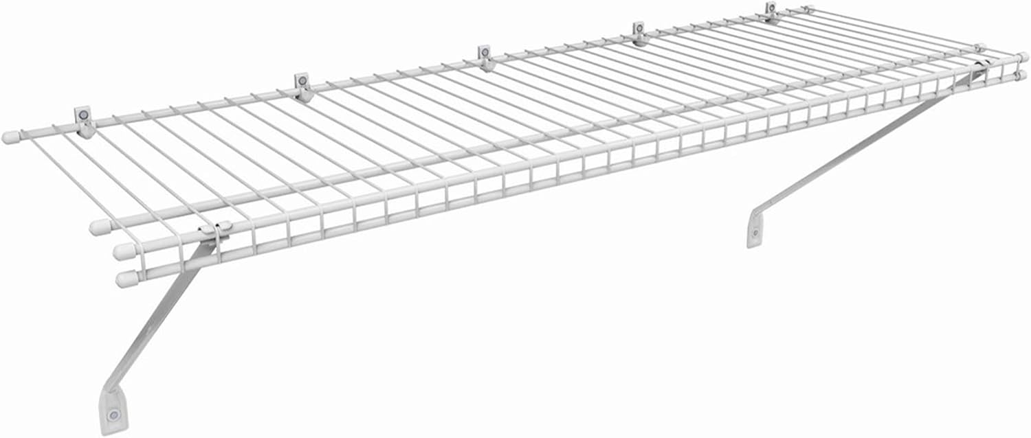 ClosetMaid Wire Shelf Kit with Hardware, 3 Ft. Wide, for Pantry, Closet, Laundry, Utility Storage, White Vinyl Finish