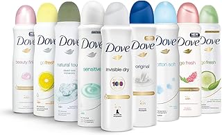 Dove Antiperspirant Spray, International Version, 150 ml (Pack of 10)