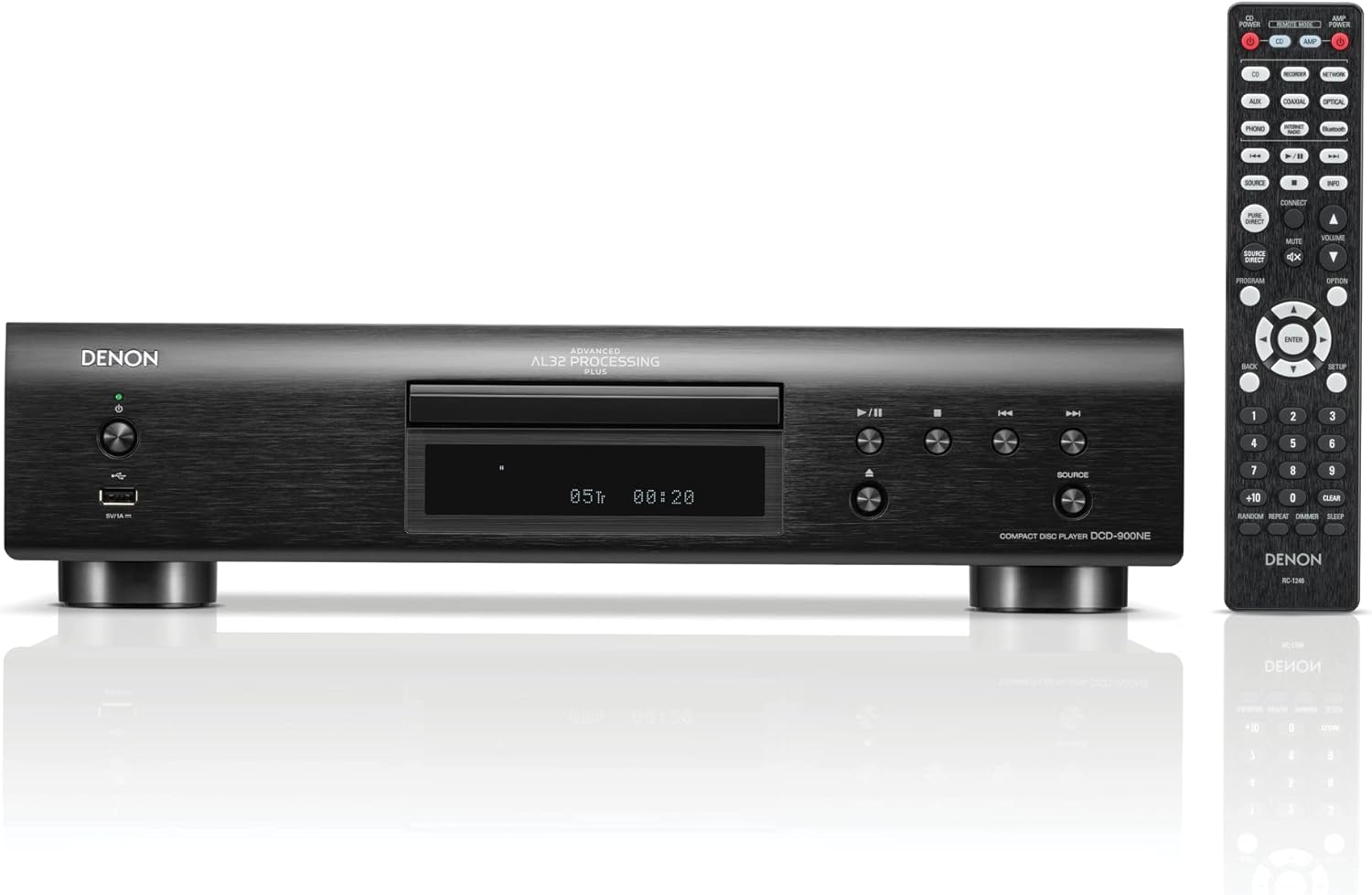 Denon DCD-900NE CD Player, with Advanced AL32 Processing Plus, USB Input for Hi-Res Playback, Pure Direct Mode, DAC Master Clock Design - Black