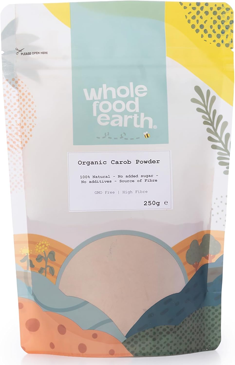 Wholefood Earth - Organic Carob Powder 250g - Grade A - Vegan - No Added Sugar - GMO Free