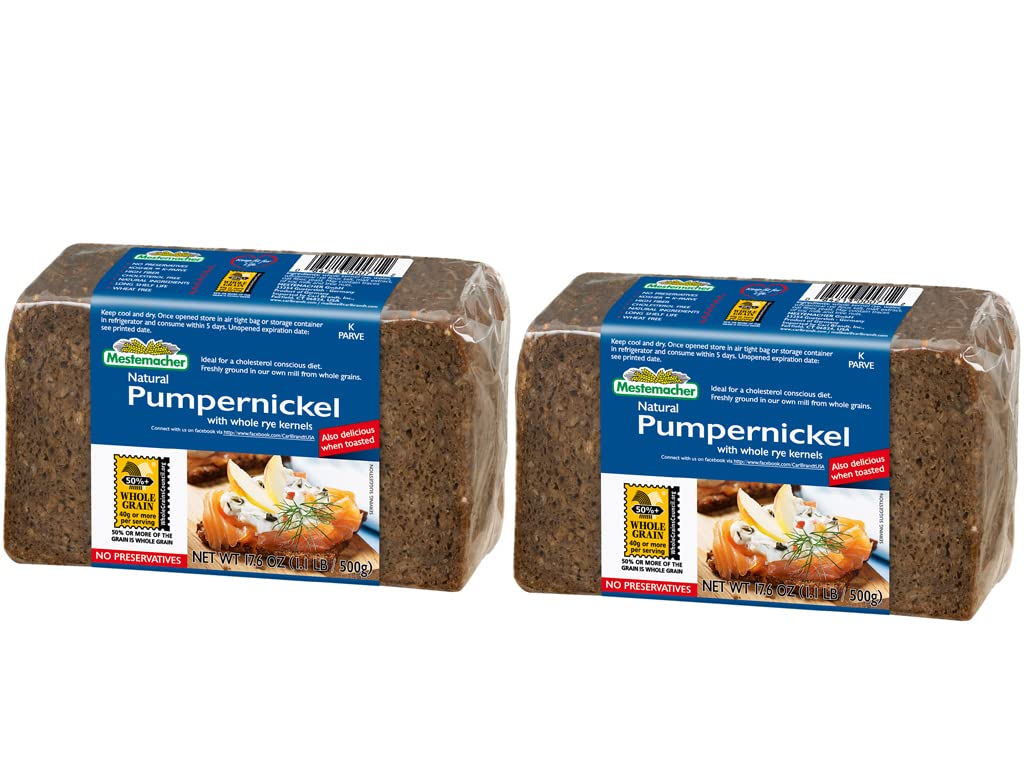 Mestemacher Whole Grain Bread (Pumpernickel, 17.6 oz, pack of 2)