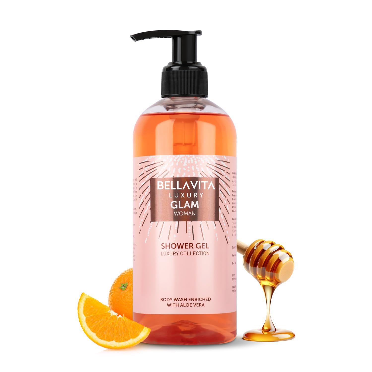 Bella Vita Luxury Glam Woman Body Wash Shower Gel for Women | 500ml | Deep Cleansing, Hydrating & Moisturising with Aloe Vera Extract | Softer, Smoother Skin | Suitable for All Skin Types