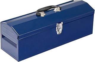 TCE ATB101U Torin 19" Hip Roof Style Portable Steel Tool Box with Metal Latch Closure and Removable Storage Tray, Blue