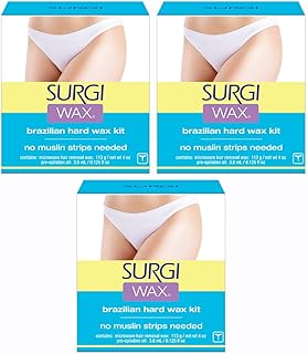 Surgi Wax Brazilian Hard Wax Waxing Kit for Private Parts, 4 Ounce Boxes (Pack of 3)