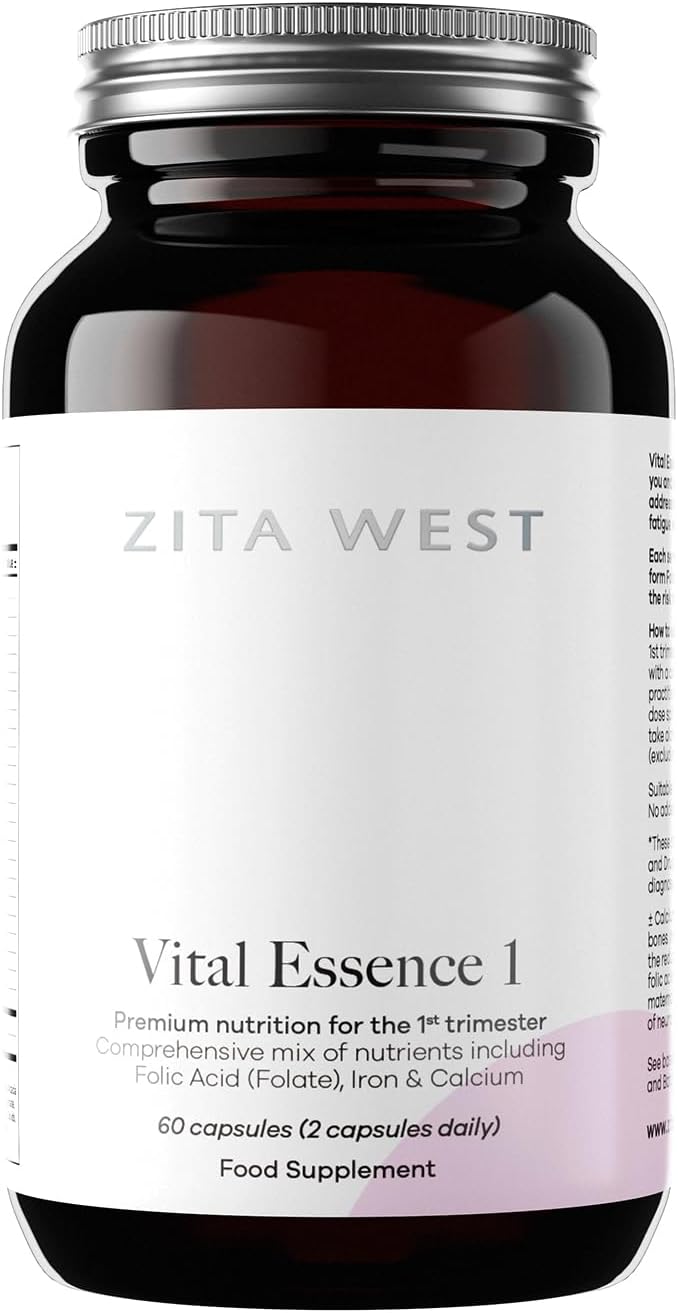 Zita West Vital Essence 1 - Premium First Trimester Pregnancy Vitamin & Mineral Support, Essential for Early Pregnancy - 60 Capsules (1 Month Supply)