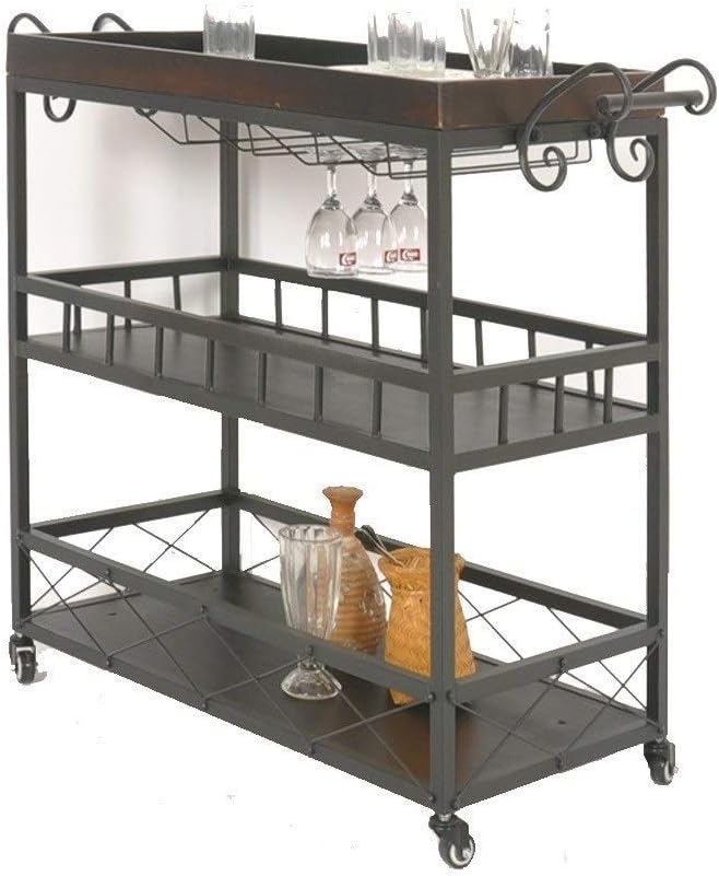 Kitchen Trolleys with Wheels Trolley Wine Racks Home Bar Cart Serving Trolleys Sideboard Kitchen Rack 3 Tier Trolley Cart