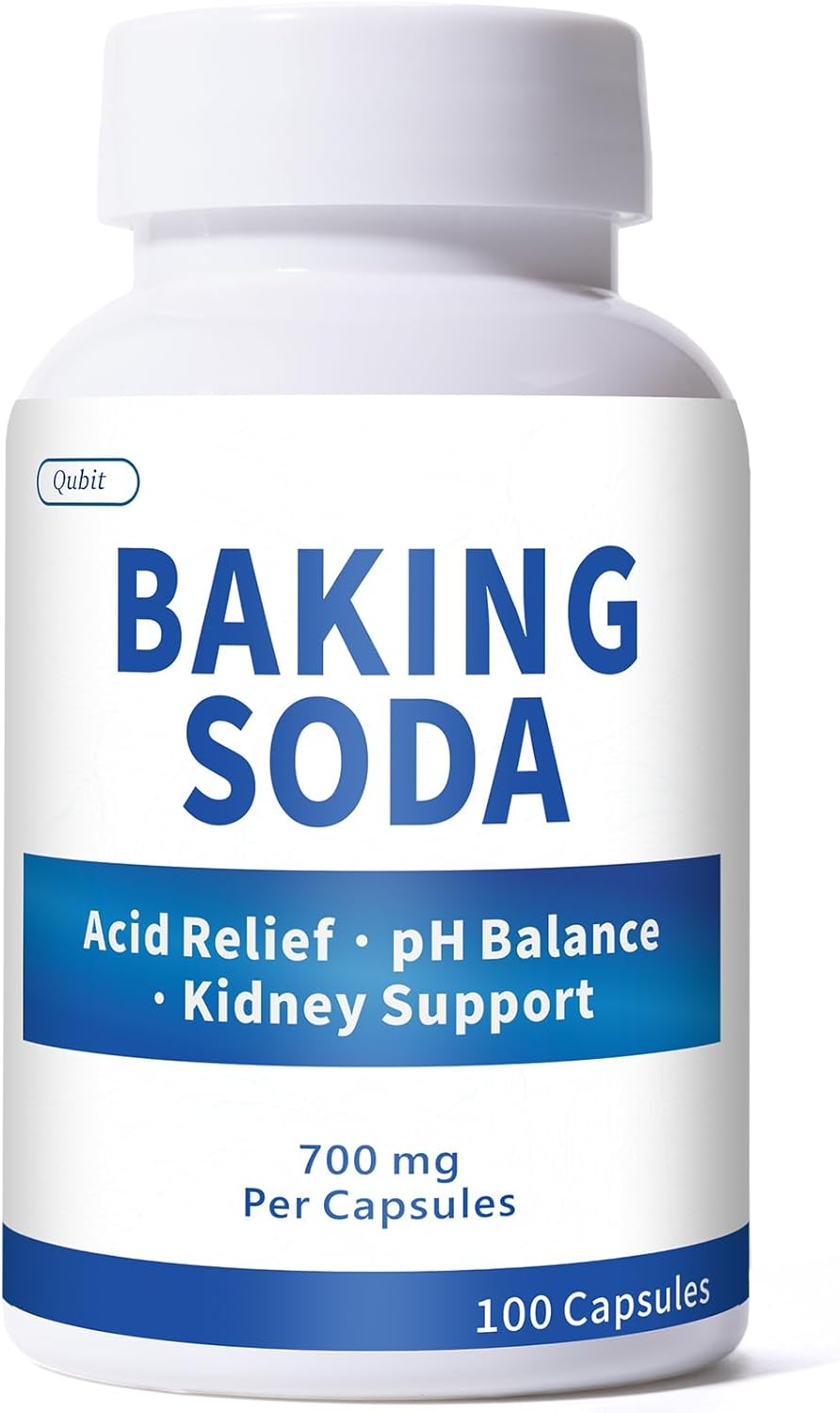 Baking Soda Capsules – 700mg Sodium Bicarbonate Supplement | Natural Baking Soda for Acid Reflux Relief, Alkalinity, PH & Kidney Health – Easy to Swallow, 100 Capsules