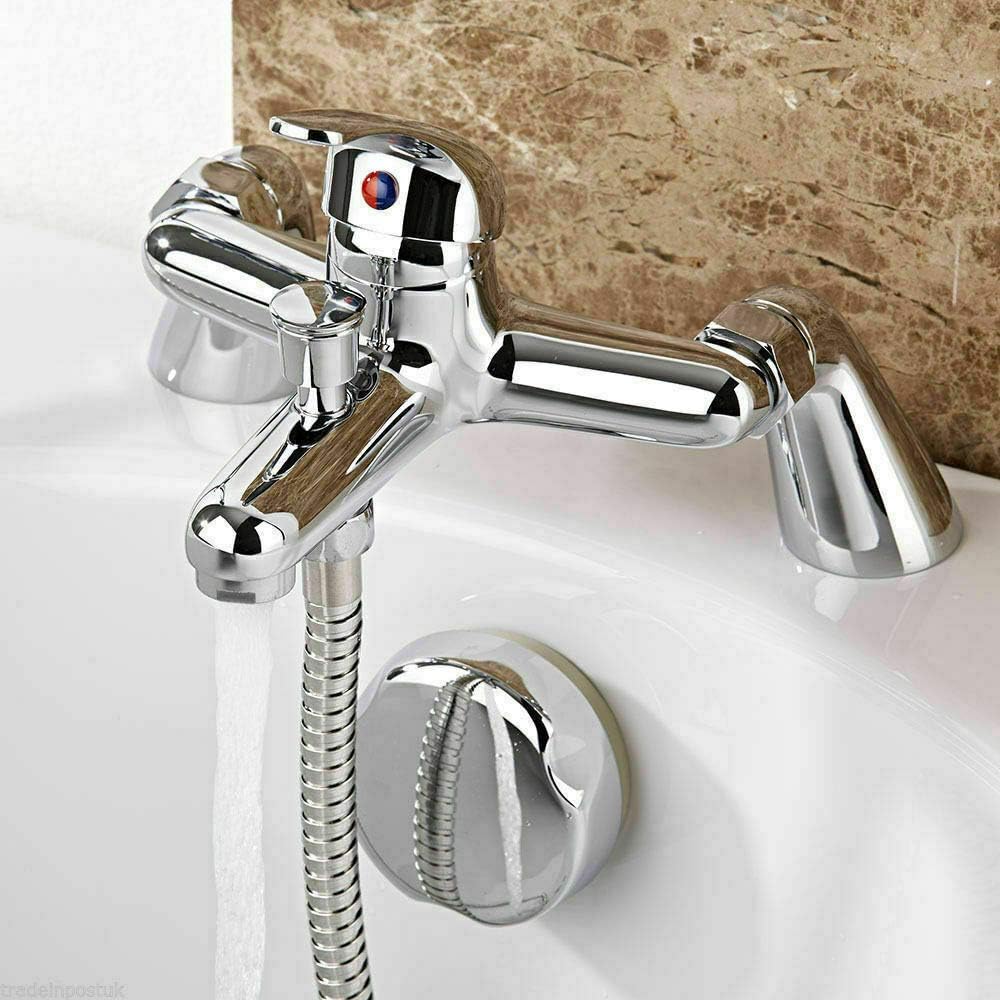 EVOLVE - Modern Chrome Bath Filler Shower Mixer Tap with Multi Mode Shower Head, Adjustable Manual Hot and Cold Mixer and Adjustable Water Pressure