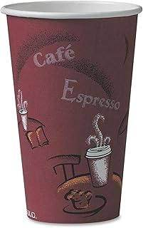 SOLO Cup Company 316SI Bistro Design Hot Drink Cups, Paper, 16oz, Maroon, 20 Packs of 50 (Case of 1000)