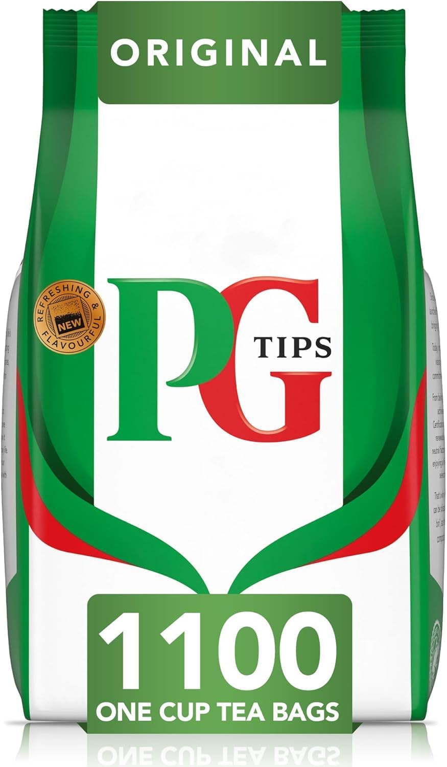 PG Tips Original | Black Tea Bags Bulk | One Cup | Refreshing & Flavourful | Ideal For Office Catering | 1100 Plant Based Biodegradable Square Teabags