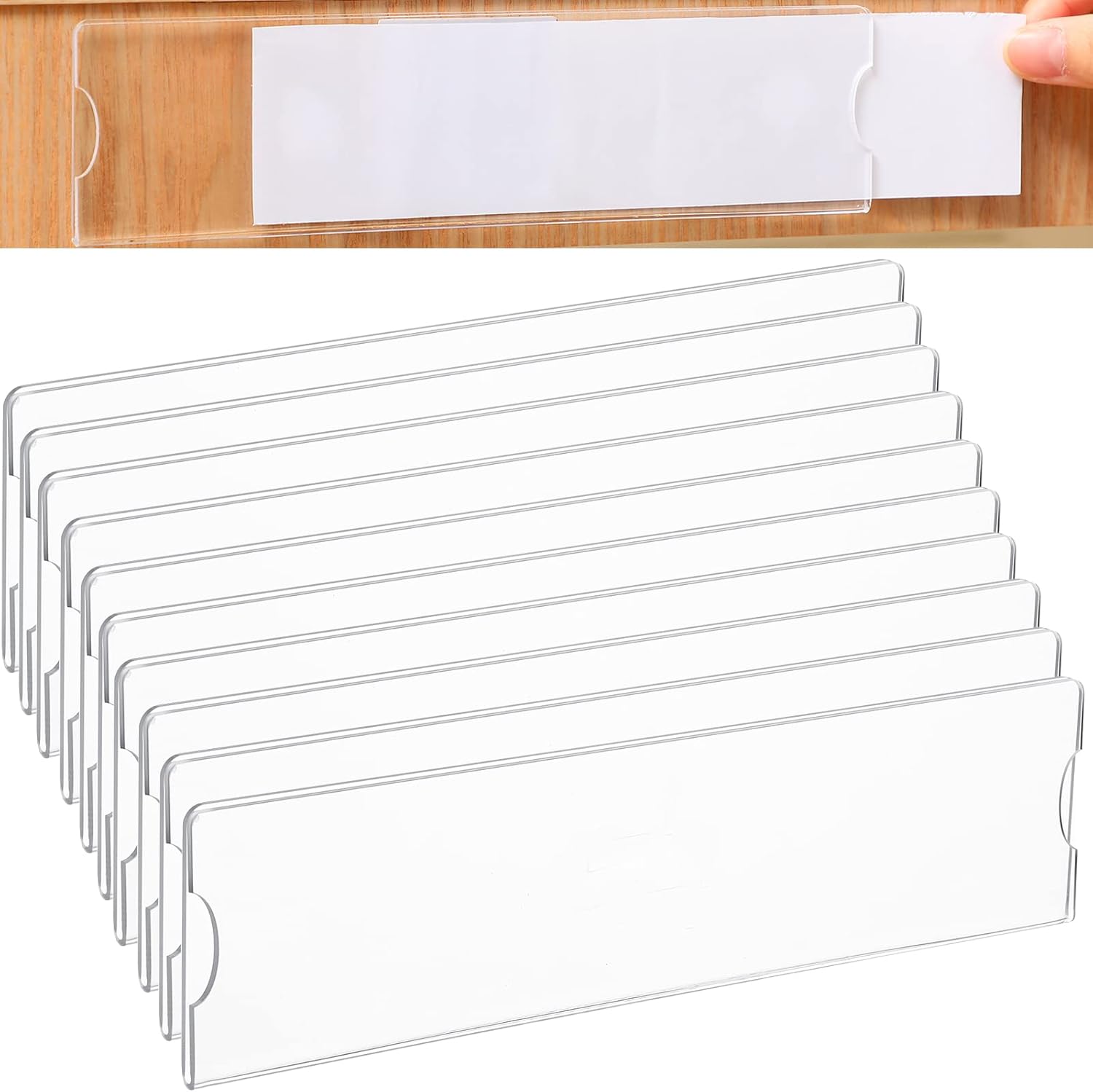 Yulejo Acrylic Name Plate Holder Clear Plastic Sign Frame with Adhesive Tape 2 x 8 Inch Horizontal Wall Plates for Door Office Nameplate Display Trays Home Classroom (10)