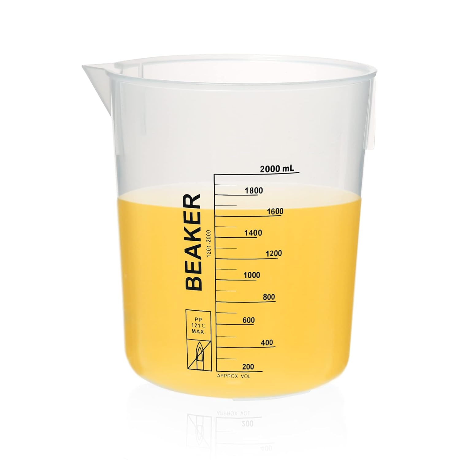 ULAB Scientific Stackable Graduated Plastic Beakers, 3pcs of 1000ml(33.8oz), with Easy-to-Read Printings in Black, UBP1014